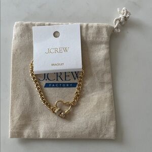 J. Crew Gold Chain Bracelet with Heart Accent